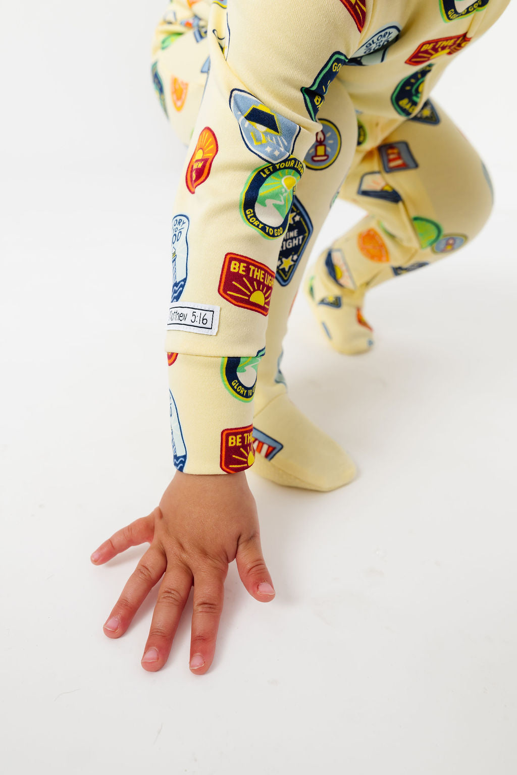Be the Light Badges PJ Footed Onesie Cotton