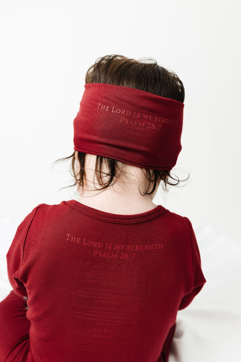 The Lord is My Strength Red Headband Bamboo