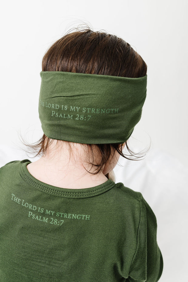 The Lord is My Strength Green Headband Bamboo