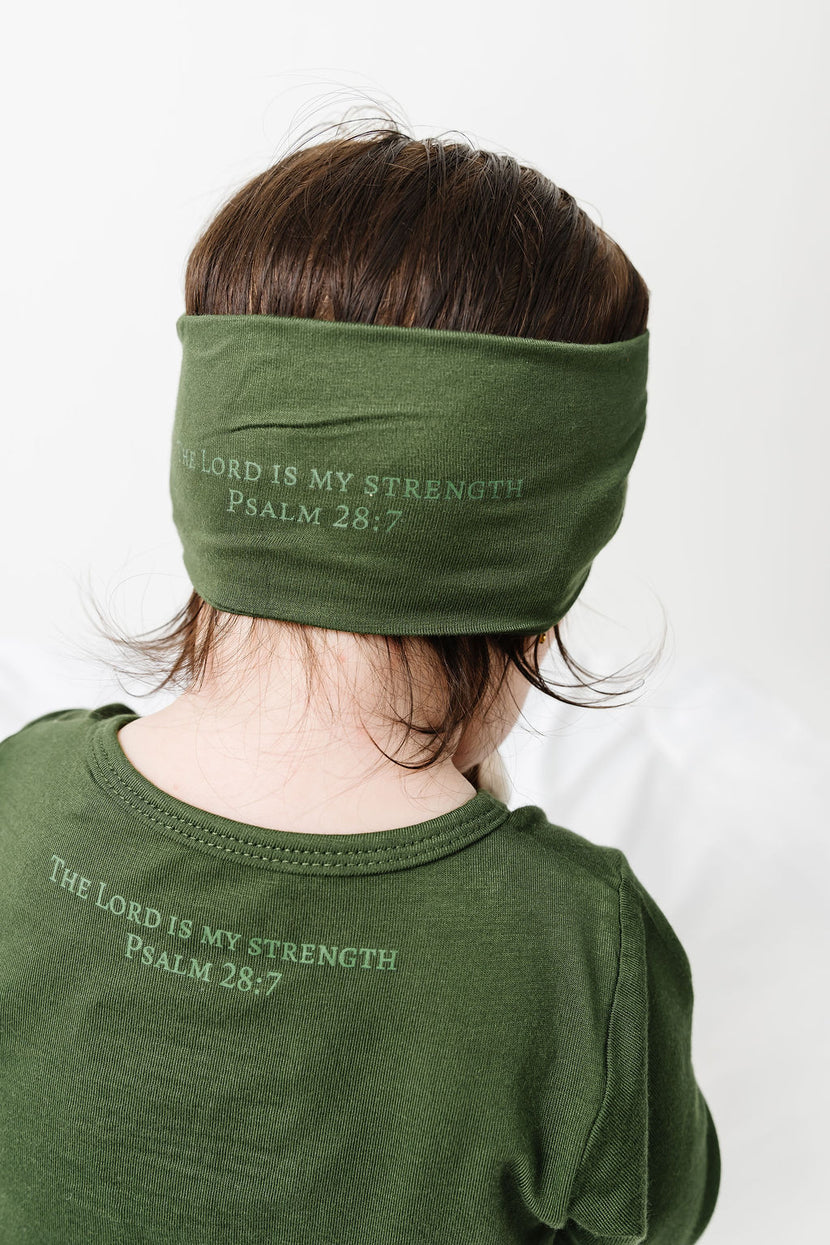 The Lord is My Strength Green Headband Bamboo