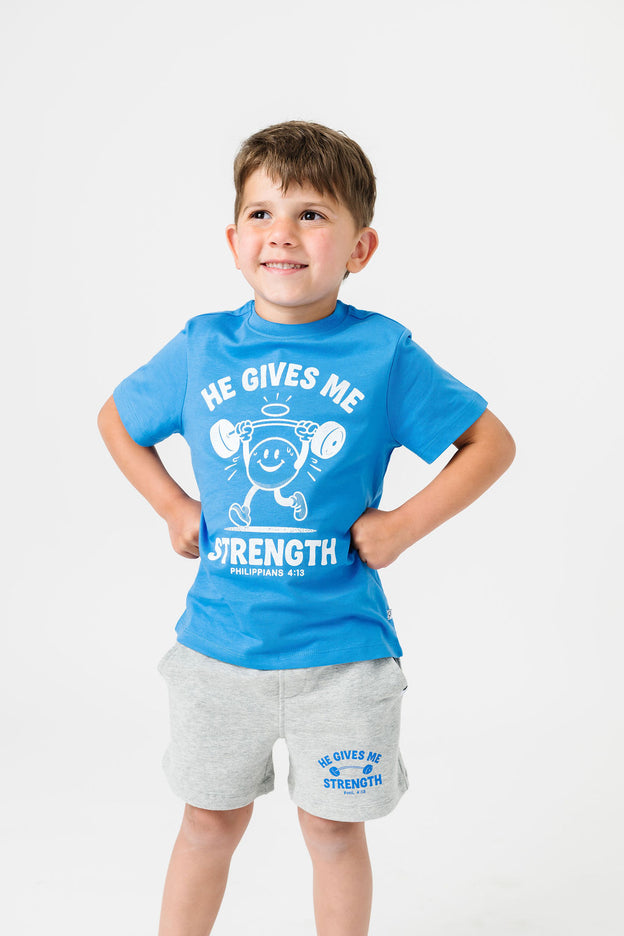 Kids He Gives Me Strength T-Shirt Cotton | Short Sleeve