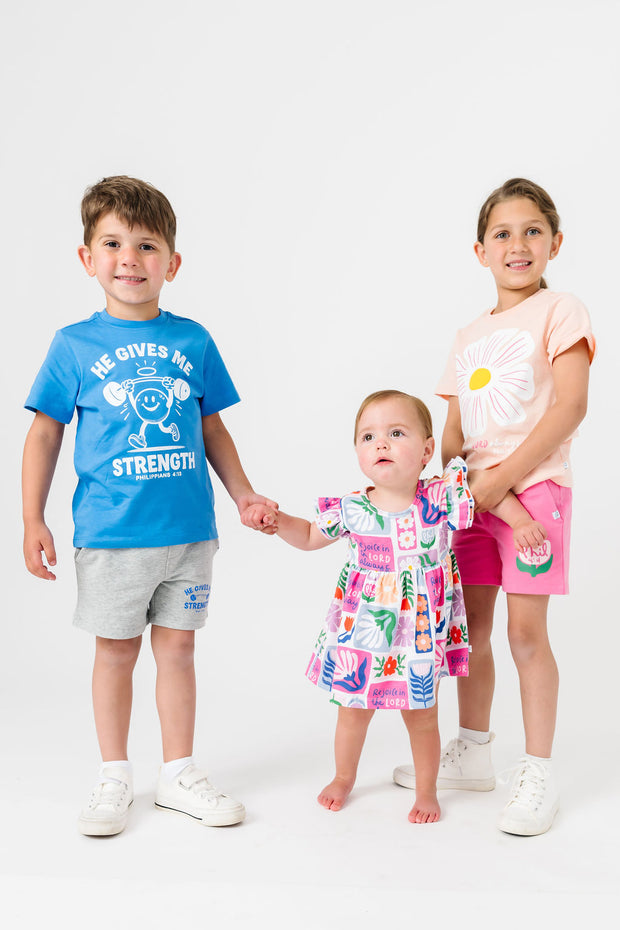 Kids He Gives Me Strength T-Shirt Cotton | Short Sleeve