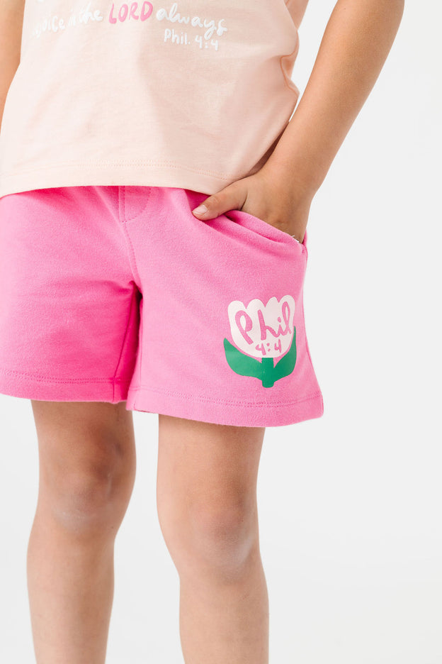 Kids Rejoice in the Lord Floral Shorts