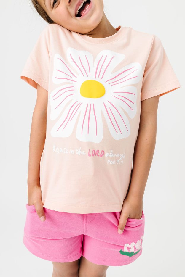 Kids Rejoice in the Lord Floral T-Shirt Cotton | Short Sleeve