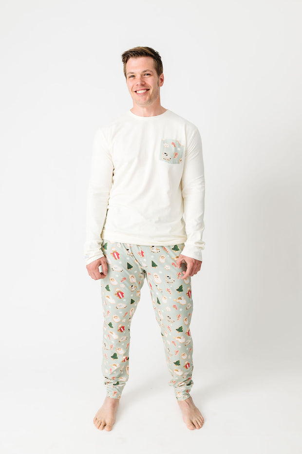 Gingerbread Jesus PJ Mens Long Sleeve Jogger Set Cotton