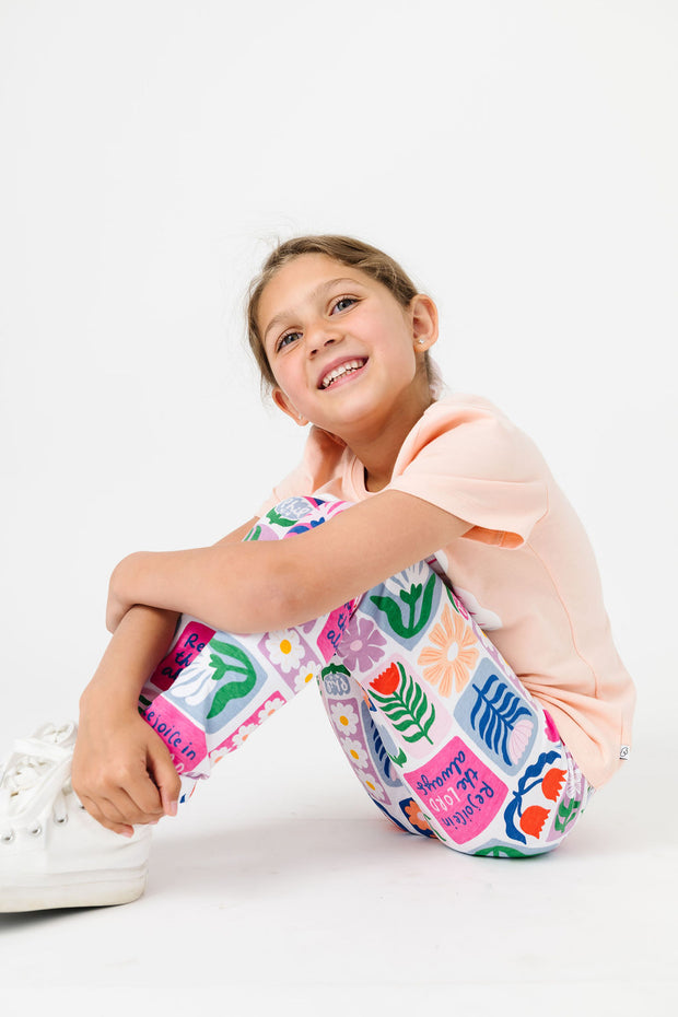 Kids Rejoice in the Lord Floral Leggings