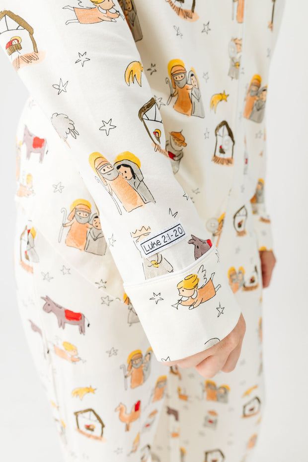 Away in a Manger Womens Notch Collar PJ Set Cotton
