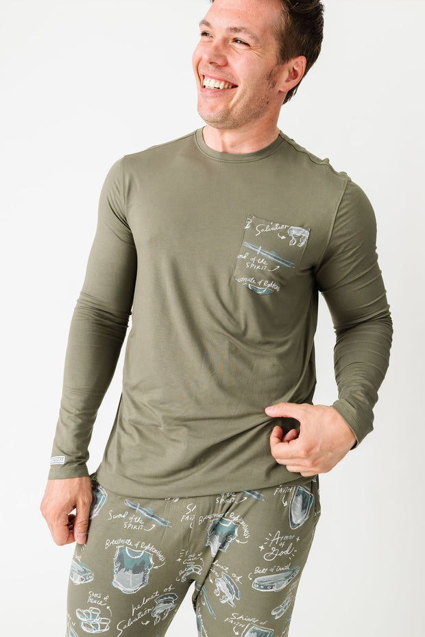 Armor of God Green PJ Mens Jogger Set Bamboo