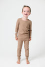 God's Got My Back Beige PJ Long Sleeve Set Ribbed Cotton-Bamboo Blend