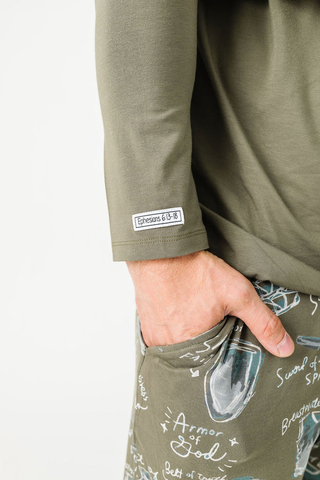 Armor of God Green PJ Mens Jogger Set Bamboo