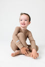 God's Got My Back Beige PJ Long Sleeve Set Ribbed Cotton-Bamboo Blend