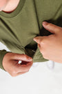 Kids Solid Olive Prayer Pocket T-Shirt Cotton | Long Sleeve