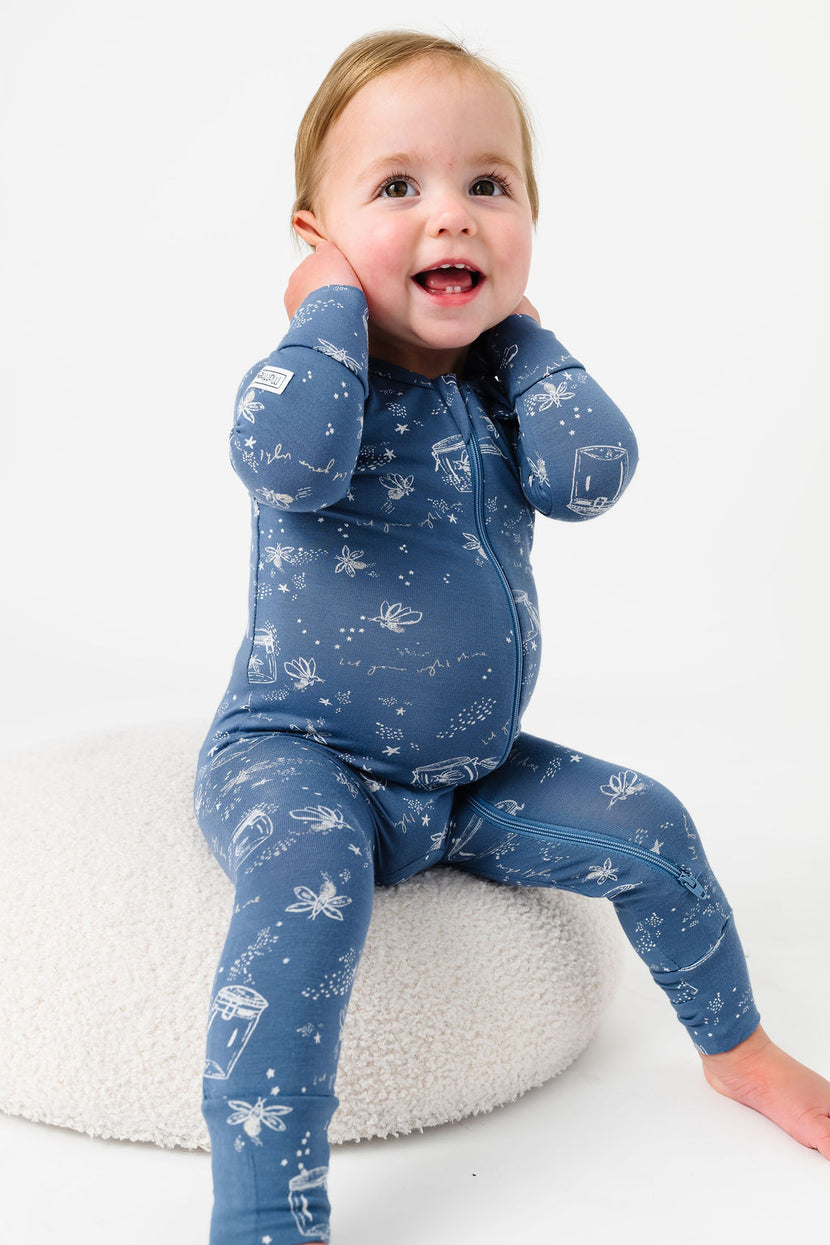Let Your Light Shine Fireflies PJ Footless Onesie Bamboo