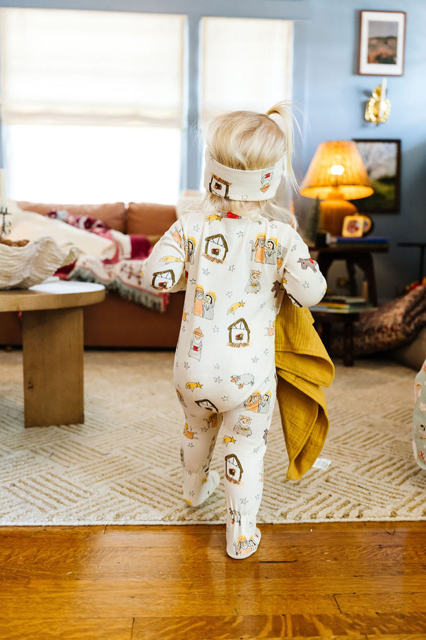 Away in a Manger PJ Footed Onesie Cotton