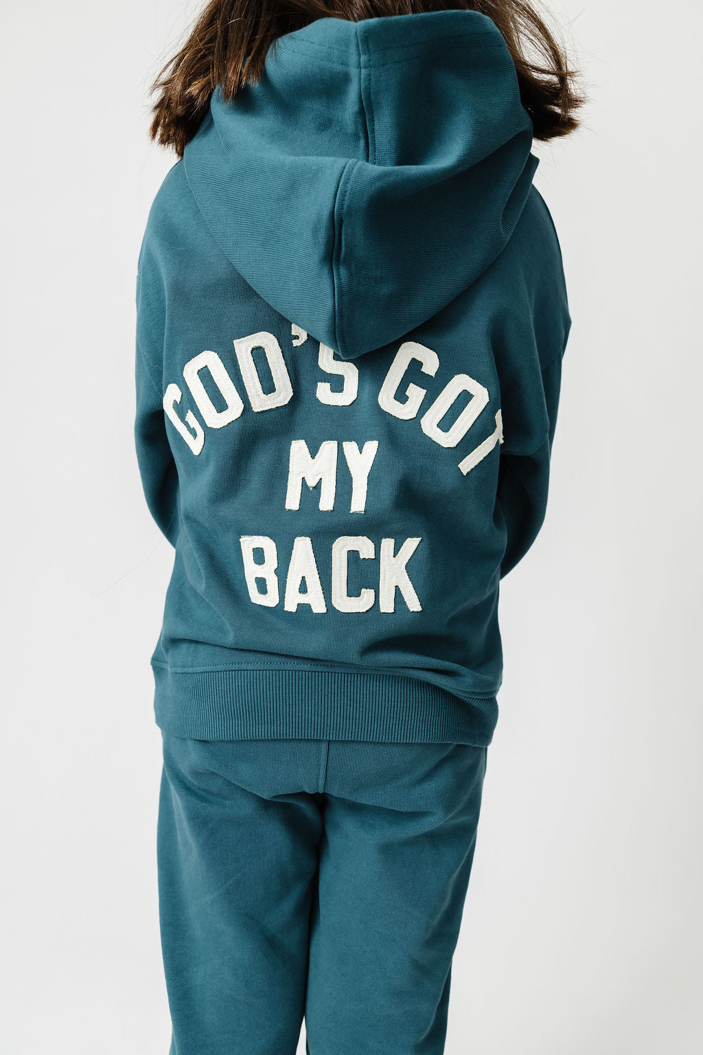 Gods Got My Back Teal Fleece Hoodie