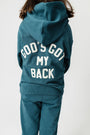 God's Got My Back Teal Fleece Hoodie