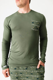 Glory to God Olive PJ Mens Long Sleeve Jogger Set Bamboo
