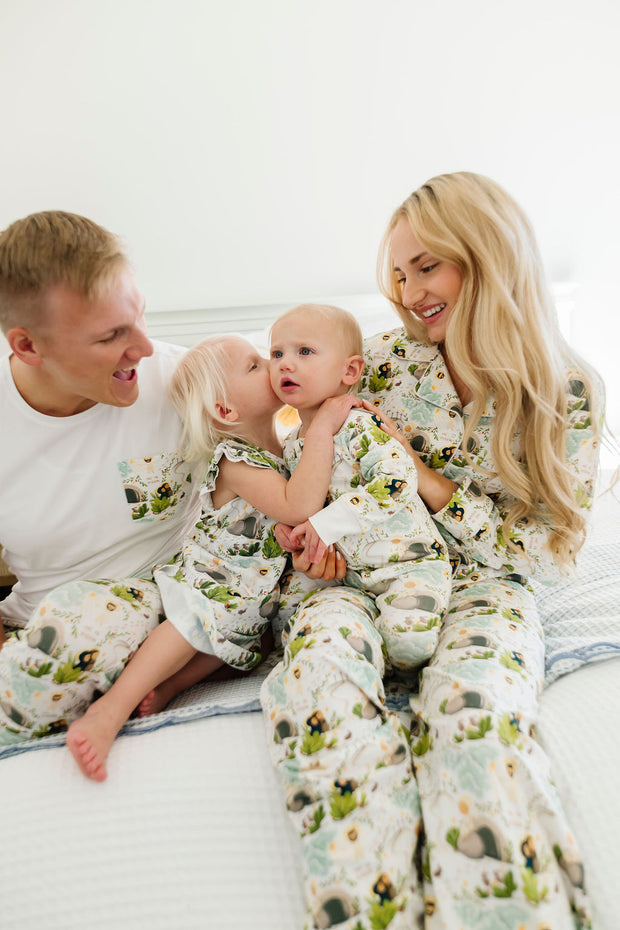 He Is Risen PJ Footed Onesie Cotton