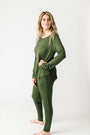 The Lord is My Strength Green PJ Womens Jogger Long Sleeve Set Bamboo