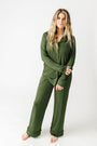 The Lord is My Strength Green PJ Womens Notch Collar Set Bamboo