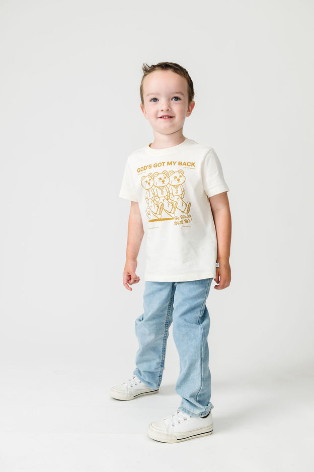 Kids God's Got My Back Tan T-Shirt Cotton | Short Sleeve