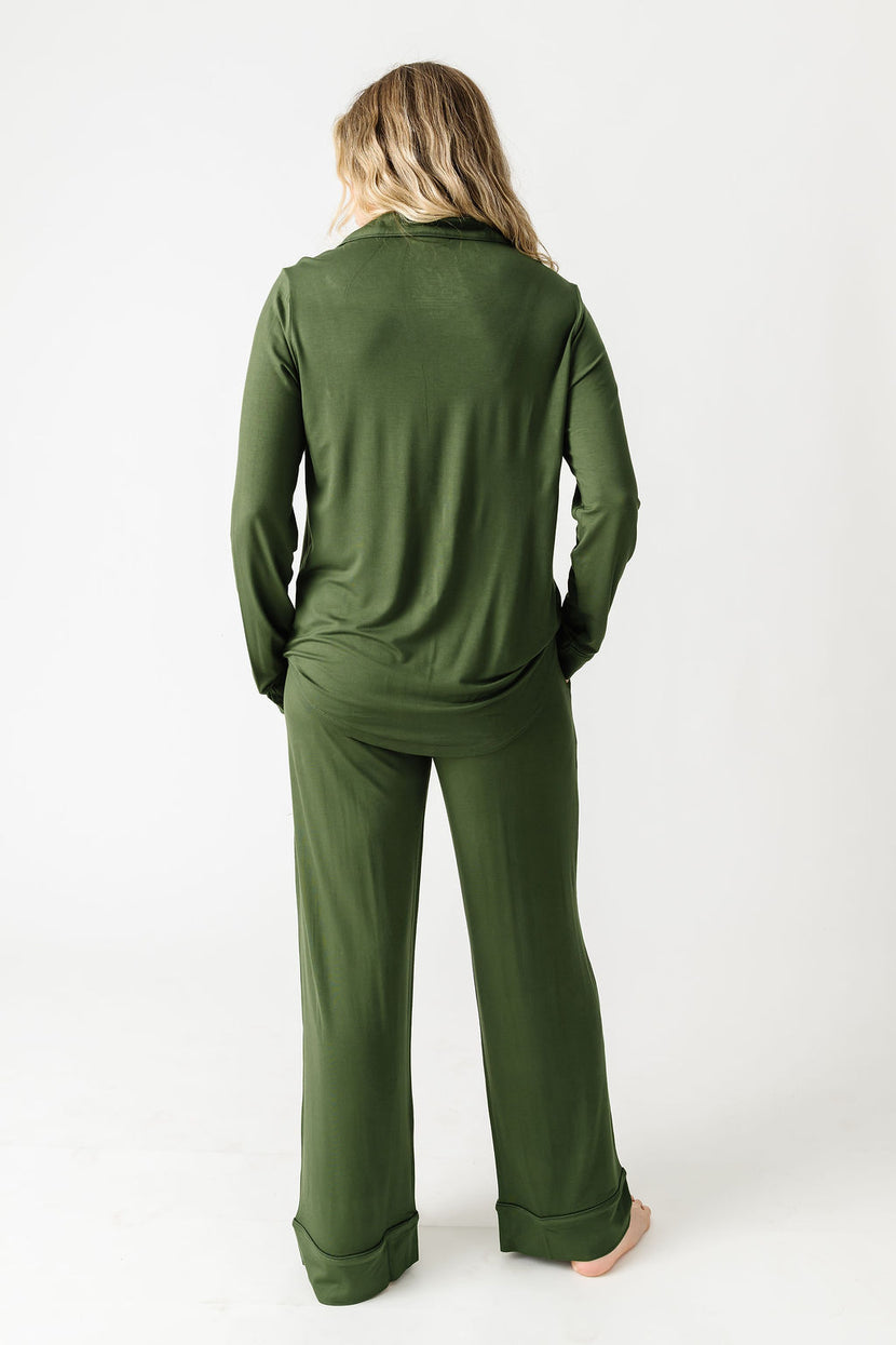 The Lord is My Strength Green PJ Womens Notch Collar Set Bamboo