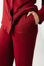 The Lord is My Strength Red PJ Womens Notch Collar Set Bamboo
