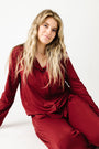 The Lord is My Strength Red PJ Womens Notch Collar Set Bamboo