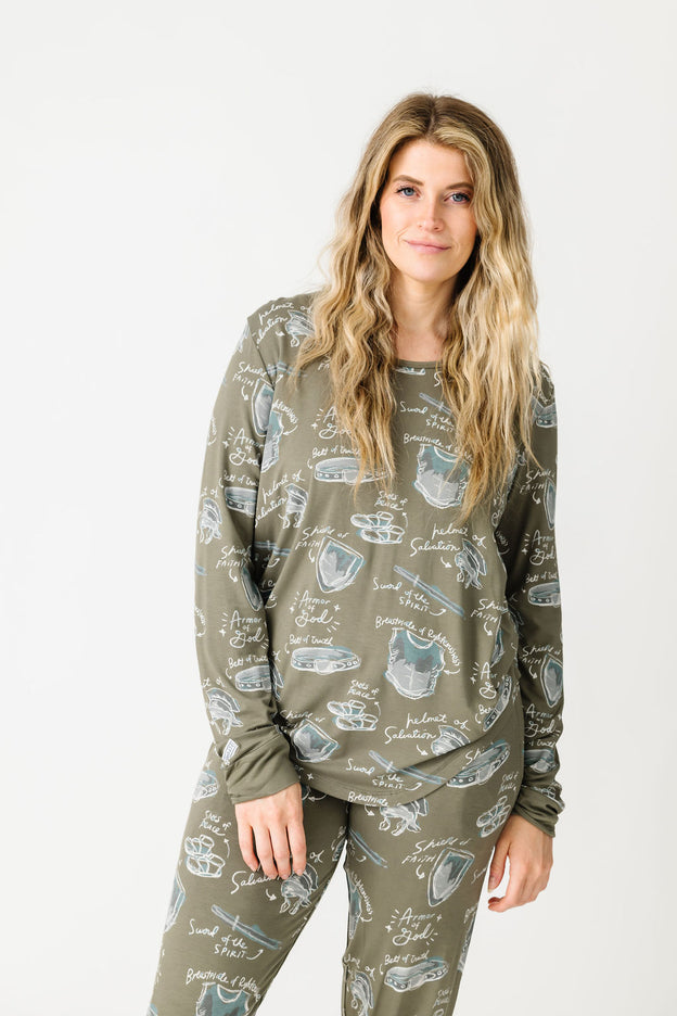 Armor of God Green PJ Womens Jogger Set Bamboo