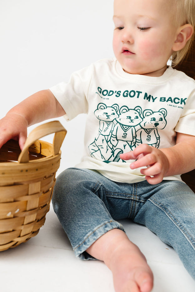 Baby God's Got My Back Teal T-Shirt Cotton | Short Sleeve