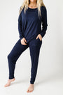The Lord is My Strength Navy PJ Womens Long Sleeve Jogger Set Bamboo