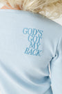 God's Got My Back Blue PJ Long Sleeve Set Ribbed Cotton-Bamboo Blend