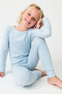 God's Got My Back Blue PJ Long Sleeve Set Ribbed Cotton-Bamboo Blend