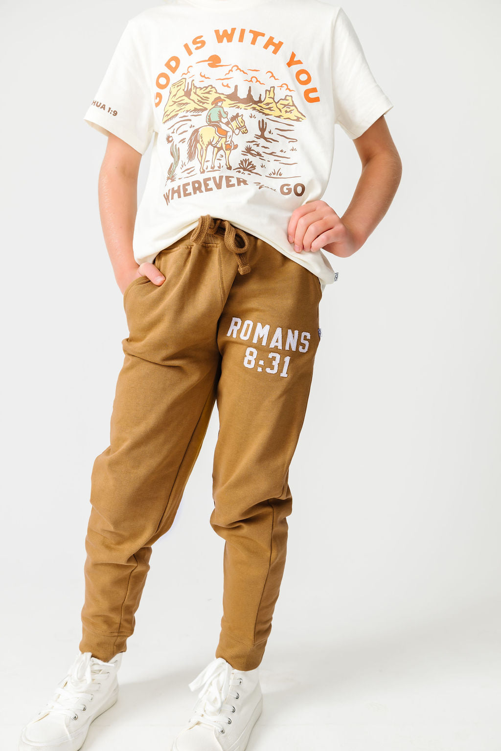 Gods Got My Back Tan Fleece Jogger