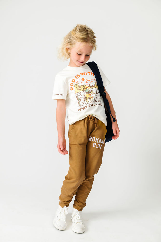 God's Got My Back Tan Fleece Jogger