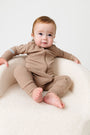 God's Got My Back Beige PJ Footless Onesie Ribbed Cotton-Bamboo Blend