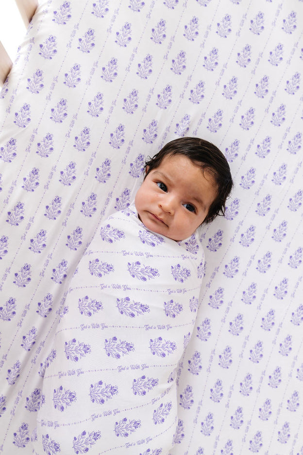 God is With You Floral Swaddle Bamboo