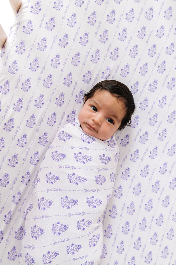 God is With You Floral Swaddle Bamboo