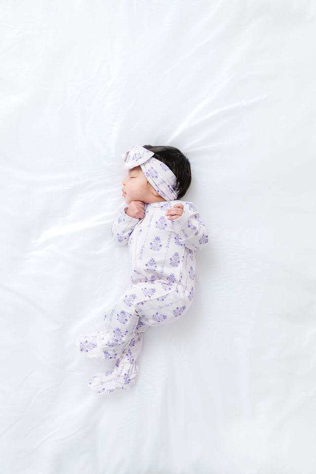 God is With You Floral PJ Footed Onesie Bamboo