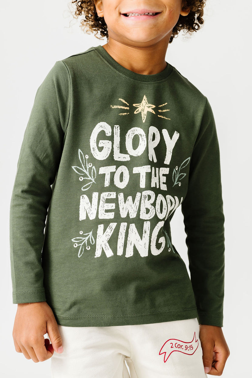 Kids Newborn King Green T-Shirt Cotton | Long Sleeve