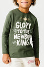 Kids Newborn King Green T-Shirt Cotton | Long Sleeve
