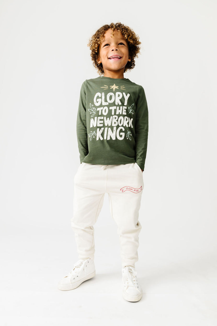 Kids Newborn King Green T-Shirt Cotton | Long Sleeve