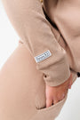 God's Got My Back Beige PJ Womens Long Sleeve Jogger Set Ribbed Cotton-Bamboo Blend