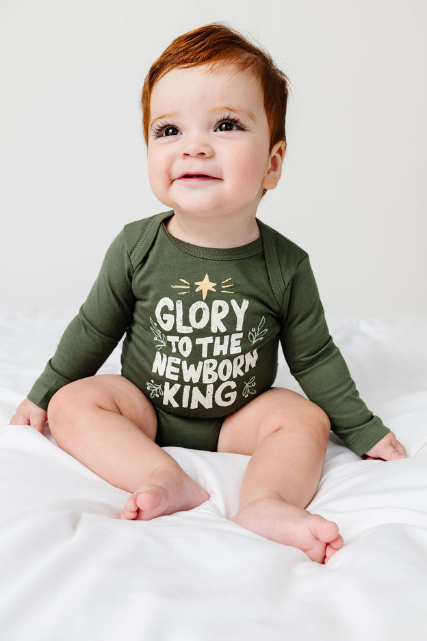 Baby Newborn King Green Bodysuit Cotton | Long Sleeve