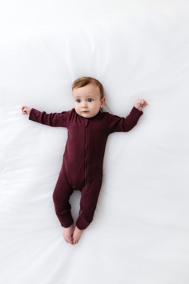 God's Got My Back Fig PJ Footless Onesie Ribbed Cotton-Bamboo Blend