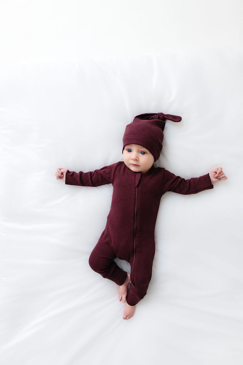 God's Got My Back Fig Knotted Hat Ribbed Cotton-Bamboo Blend