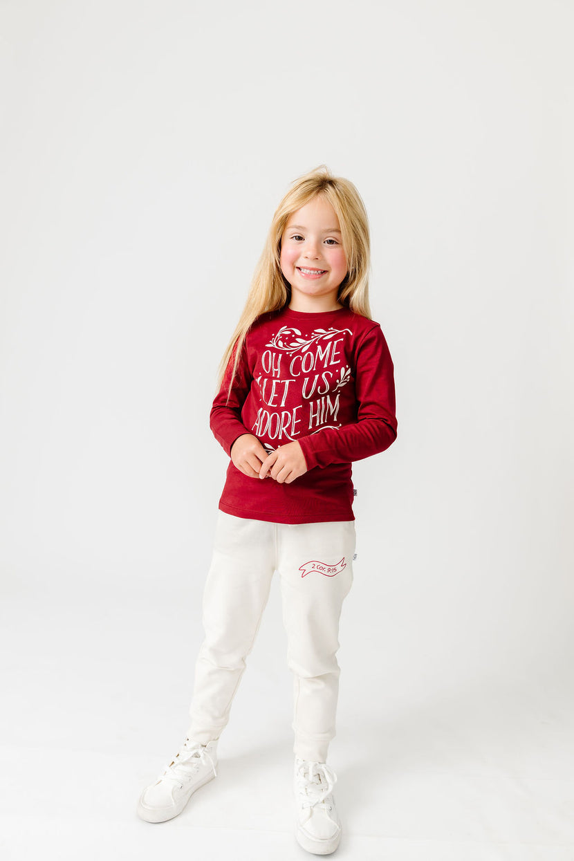 Kids Let Us Adore Him T-Shirt Cotton | Long Sleeve