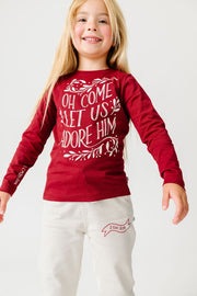 Kids Let Us Adore Him T-Shirt Cotton | Long Sleeve
