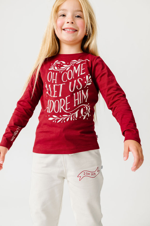 Kids Let Us Adore Him T-Shirt Cotton | Long Sleeve
