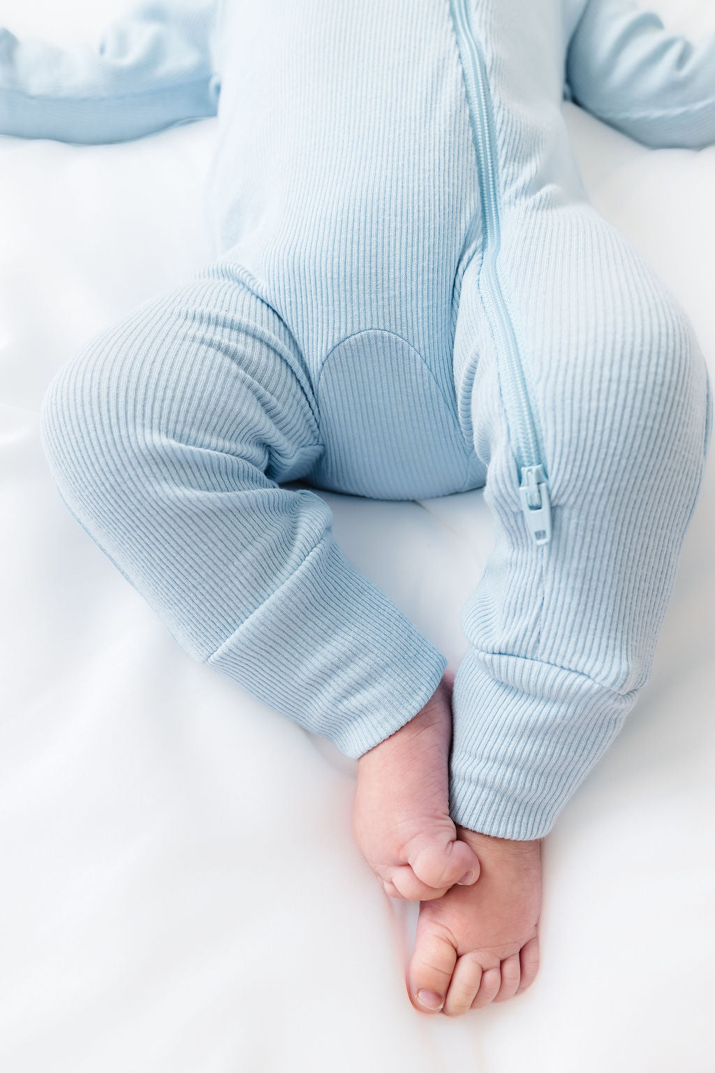 Gods Got My Back Blue PJ Footless Onesie Ribbed Cotton-Bamboo Blend